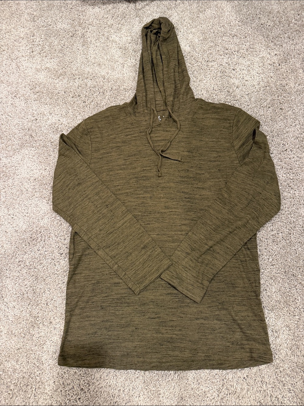 Men's Olive Hooded Long-Sleeve Knit Tee